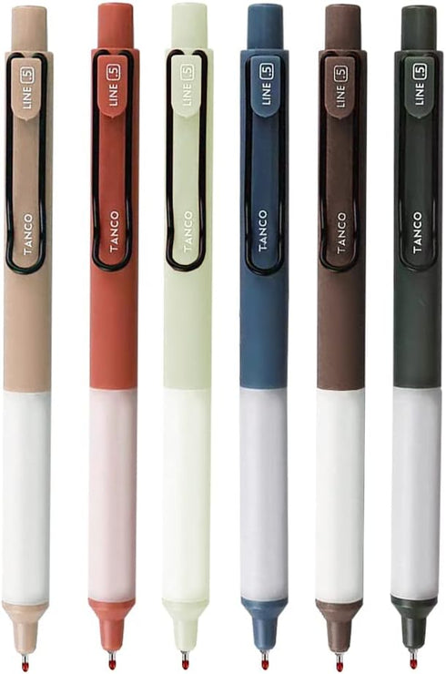 HeTaoCat Retractable Gel Pens, 0.5mm Fine Point, Quick Drying Black Ink Gel Pens, Box of 6 for Writing and Drawing