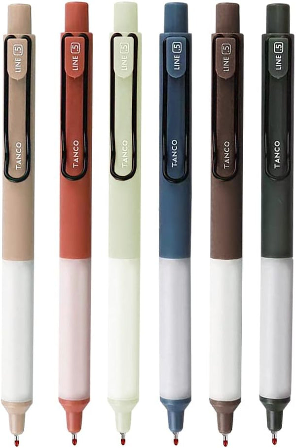 HeTaoCat Retractable Gel Pens, 0.5mm Fine Point, Quick Drying Black Ink Gel Pens, Box of 6 for Writing and Drawing