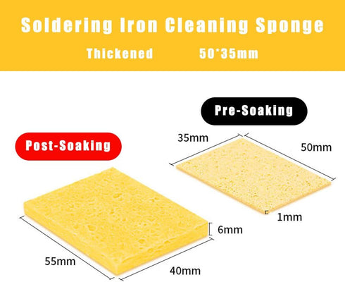 koofull 20Pcs 50x35mm Soldering Sponge Square, Replacement Solder Welding Iron Cleaning Pads Sponge (Thickened)