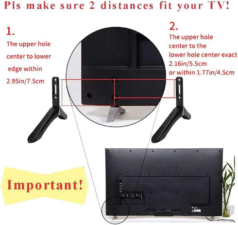JGPIN TV Stand Legs Replacement Base, Black Tabletop TV Feet with Screws for Compatible Flat Screen TVs
