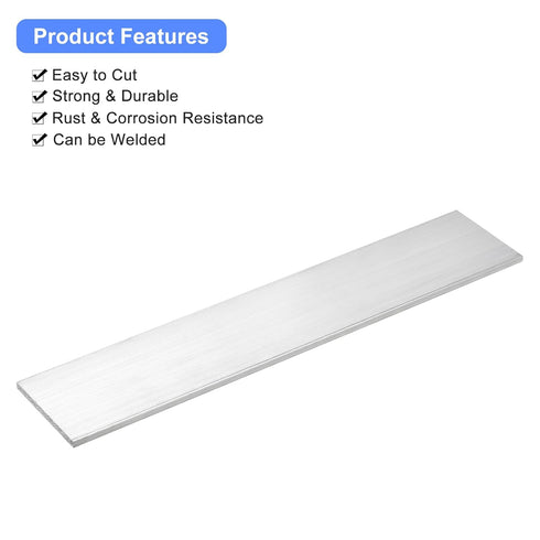 uxcell 6061 Aluminum Flat Bar, Square 1/4" Thick 2.4" Width 12" Length, T6511 Solid New Mill Stock for Industrial
