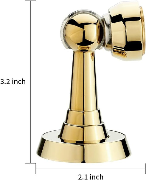Heavy Duty Brass Magnetic Door Stop, Door Catch Holder with Screws for Wall & Floor Mount, 2P, Bright Gold