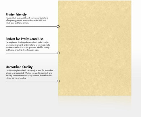 LUXPaper 8.5" x 11" Cardstock, Gold Parchment, 65lb. Cover, 50 Qty