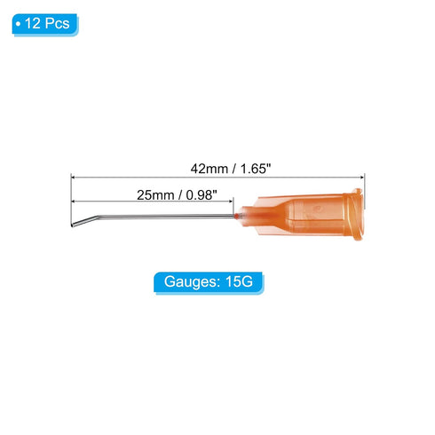 PATIKIL Blunt Tip Dispensing Needles with Bent Blunt Needle, 12 Pcs 1 Inch 15G Industrial Liquid Dispenser Needle for Refilling Liquid Ink Adhesive Glue, Amber