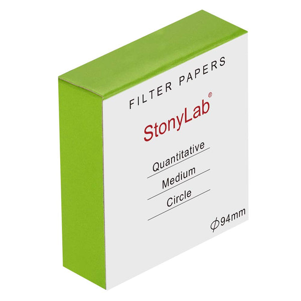 StonyLab Quantitative Filter Paper Circles, 94mm Diameter, 20 Micron Particle Retention, Pack of 100