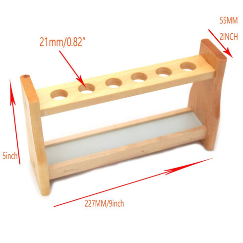 Chiloskit 21mm/0.81" Hole Wooden Test Tube Rack Holder for 25ml Test Tubes, 6 Slots, Lab Tube Racks
