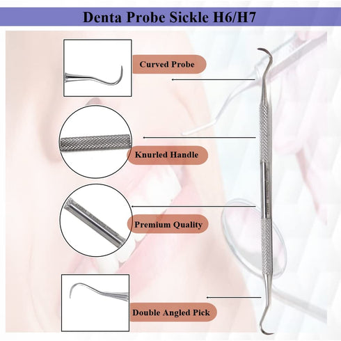 HIGH TECH INSTRUMENTS 6 H6/7 Pcs Double Ended Dental Scalers Made of Stainless Steel Reusable Tooth Pick Suitable