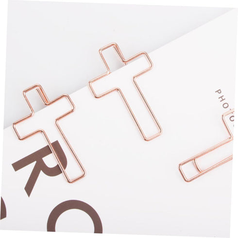 NUOBESTY 10pcs Cross Clip Letter Paper Clips Cross Shaped Bookmarks Church Paperclips Paper Clamps Paperclips Large Paper Clips Large Paper Pin Metal Office Cartoon Big Paper Clip by NUOBESTY