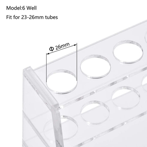 Acrylic Test Tube Holder Rack, Clear, 6 Sockets for 50ml Centrifuge Tubes (50ml, 6 Sockets)