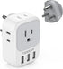 TESSAN US to India Plug Adapter, 7 in 1 Power Adapter with 4 AC Outlets, Travel Adaptor for USA to India