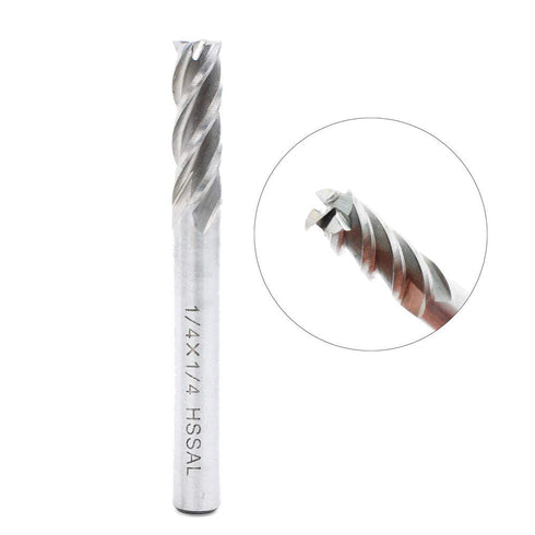 AUTOTOOLHOME 1/4 inch HSS 4 Flutes End Mills Milling Cutter End Drill Bit Straight Shank Pack of 2 CNC Milling Drill