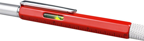 DUNBONG Metal Multi Tool Pen - 6-in-1 Stylus Pen with Screwdriver, Ballpoint Pen, Level, and Ruler in Red
