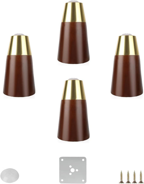 Tophacker Round Tapered Sofa Legs,Wood Furniture Legs,4 Pack Solid Wood Bench Legs,Solid Thick