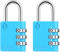 XD35 3-Digit Combination Lock, Padlock for School, Gym, Locker, Toolbox, Outdoor Storage (2-Pack, Blue)