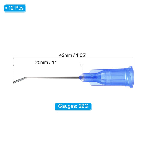 PATIKIL Blunt Tip Dispensing Needles 22G, 12 Pcs 1 Inch Industrial Liquid Dispenser Needle with Lure Lock for Refilling Liquid Ink Adhesive Glue, Blue