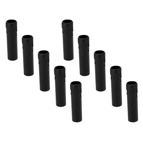 10Pcs 4 Inch E14 Tall Candle Socket Covers, Chandelier Socket Covers, Molten Wax Drop Pattern, Caliber Plastic Candle