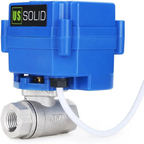 1/4" 304SS 9-24V 2 Setup U.S. Solid Motorized Ball Valve- NSF Certified Ball Valve with Full Port, AC/DC and Wire Auto