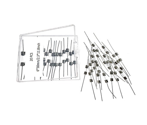 8A T8A 250V Slow-Blow Glass Lead Fuse, 20Pcs 6 * 30MM, 8AL Fuses, 8A250V Fuse, 8A 250V Fuse