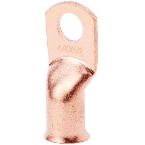 5PCS Heavy Duty Battery Lugs, 4/0AWG 1/2in M12 Ring Terminals, Electrical Crimp Connectors