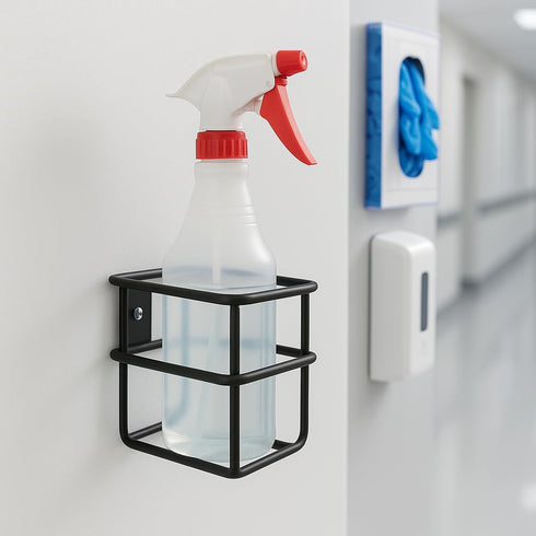 Getzi Commercial 1) Wall Mount Spray Bottle Holder Durable Steel Rack for Spray Bottles Space-Saving Storage Organizer