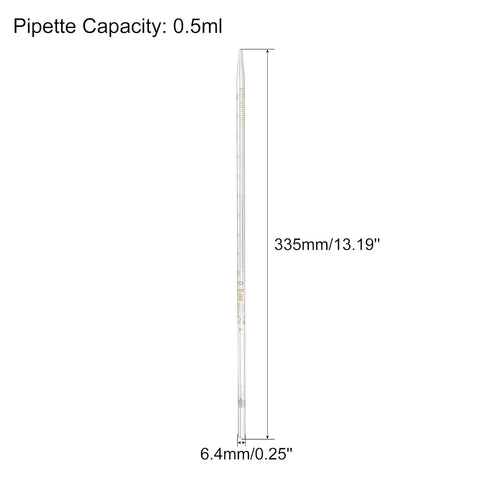 PATIKIL Graduated Dropper Pipettes, 2 Pcs 0.5ml Reusable Borosilicate Glass Pipette for Transfer Liquid for Laboratory, Chemistry, Clear