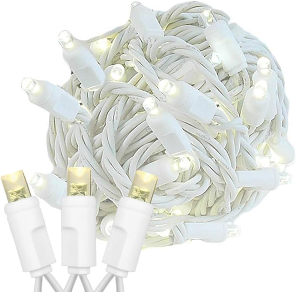 Novelty Lights 11ft Christmas String Lights, 50 Warm White LED Bulbs on