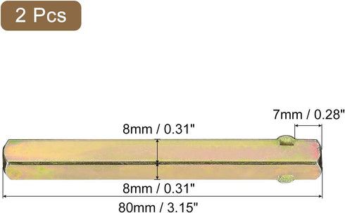 uxcell 2Pcs Door Knob Spindle, Spare Door Handle Spindle Bar, 80mm Long Door Spindle Replacement Door Handle Parts for 7mm Thick Doors, Gold by uxcell