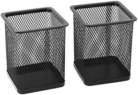 Saim Desktop Organier, Metal Mesh Square Pen Holder,Home Office Desk Tidy Organizer - 2 Pcs,Black by Saim