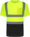 High Visibility Shirts Class 2 Quick Dry Safety T Shirts with Pocket, 4 Reflective Strips, Short Sleeve, Black Bottom