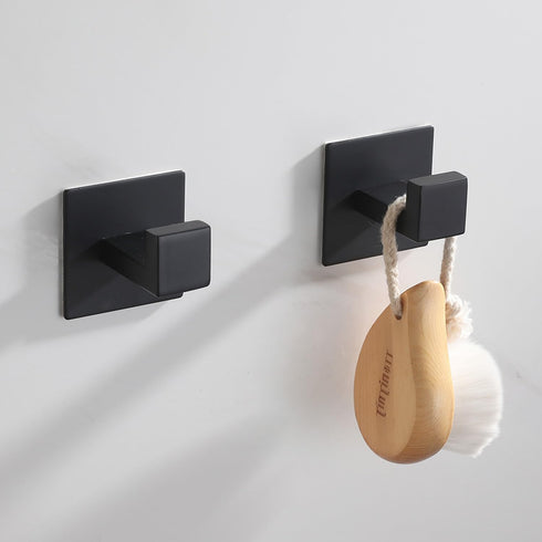 Bath Towel Hook, 10 Pack Self Adhesive Square Coat Hooks, Heavy Duty Wall Hooks for Bathroom Bedroom Kitchen