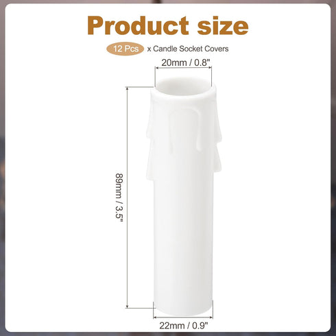 3.5 Inch 12Pcs E12 Bulb PATIKIL Tall Candle Covers Sleeves, Plastic Chandelier Socket Sleeves Drip Candle Socket Covers