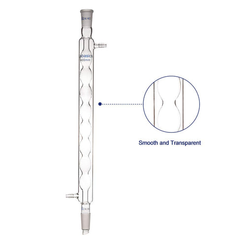 Borosilicate Glass Allihn Condenser with 24/40 Joint, 400mm Jacket Length Lab Glass Condenser