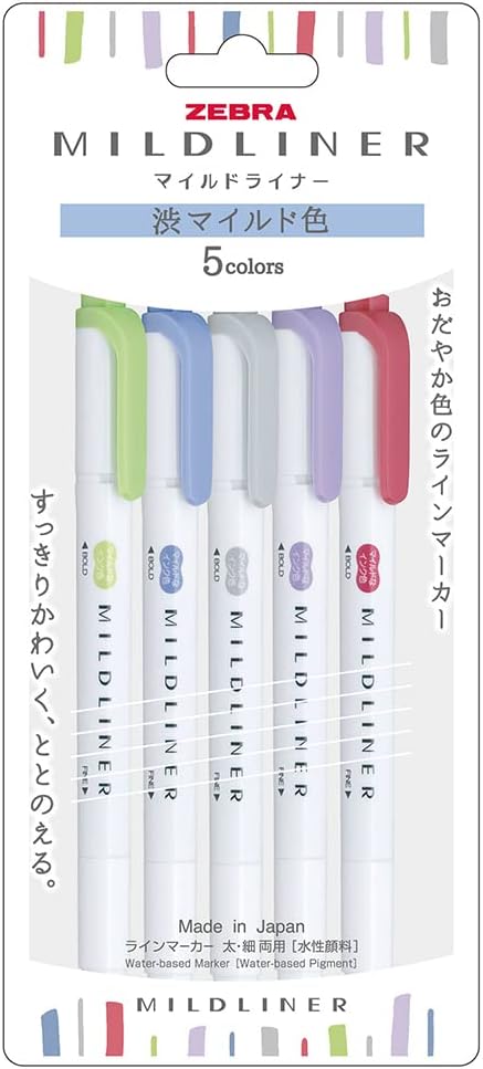 Zebra WKT7-5C-NC-N Highlighter, Mild Color, NC5 Colors