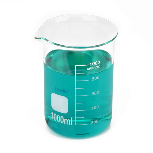 Glass Beaker Set, Borosilicate Graduated Low Form Griffin Beakers, 5 Sizes, Combo Pack
