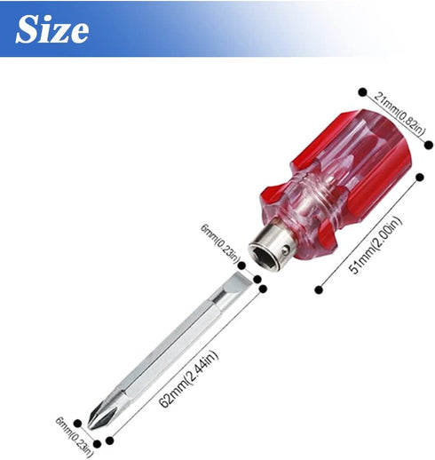 5 Pcs Stubby Magnetic Screwdriver Set, Phillips Head & Flat Head, 2-in-1 Interchangeable Bit Tool for Repair