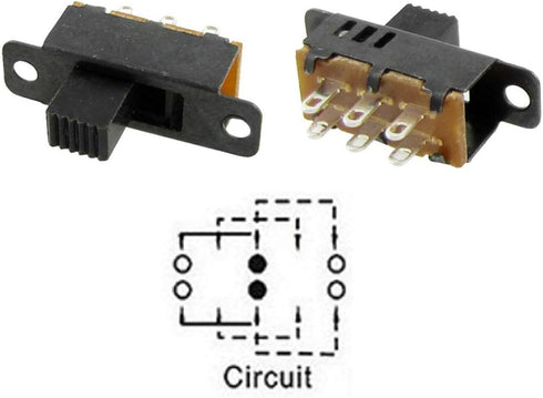 uxcell 10 Pcs High Knob 6 Pin 3 Position DPDT Panel Slide Switch, 0.5A 50V DC