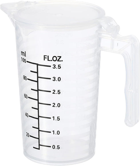 PATIKIL Graduated Beaker, 100ml PP Plastic Liquid Measuring Cup, Double Sided Black Graduations with Handle