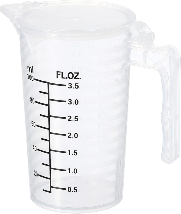 PATIKIL Graduated Beaker, 100ml PP Plastic Liquid Measuring Cup, Double Sided Black Graduations with Handle