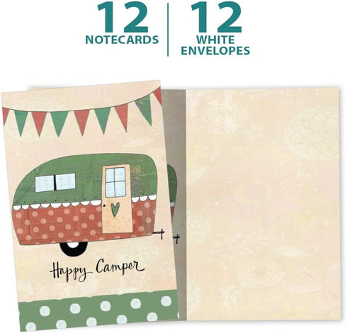 Tree-Free Greetings Happy Camper All Occasion Cards, 12 Greeting Cards + Envelopes, 4 x 6, 100% Recycled Paper, Made in