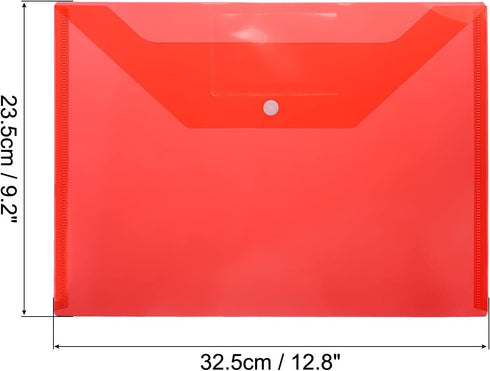 PATIKIL 20 Pack A4 Plastic Envelopes Folder with Snap Closure, Documents Organizer for Office Business, Red