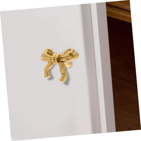 4pcs ibasenice Elegant Bow Drawer Pulls Decorative Brass Knobs for Cabinets and Dressers Ergonomic Design Suitable
