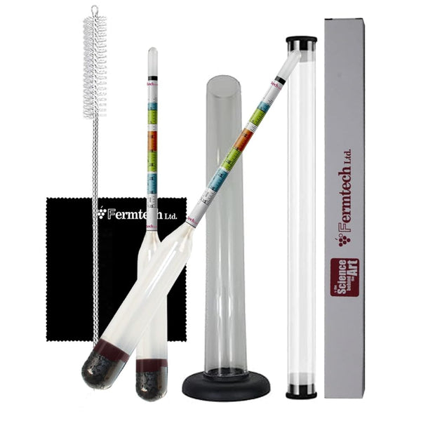 Glass Triple Scale Hydrometer, Accurately Test ABV, Brix & Gravity of Wine, Beer, Mead & Kombucha