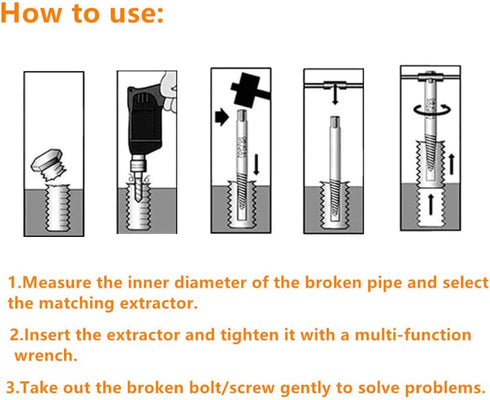 6PCs Damaged Screw Extractor Kits, Chrome-vanadium Steel Stripped Screw Extractor Broken Bolt Remover