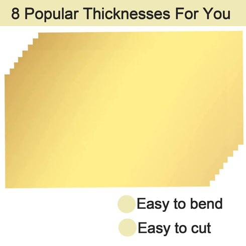 16 Pieces Brass Sheet, Shim Stock Assortment, 6" Length x 1" Width, Various Thicknesses