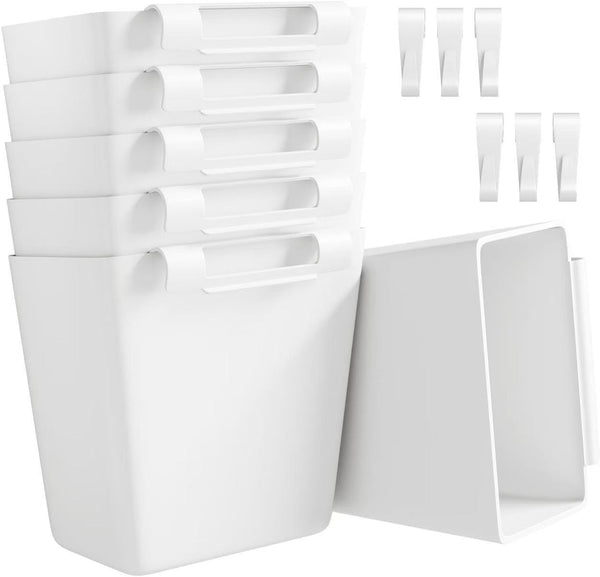 WBKATN Rolling Cart Accessories, 6 Pack White Plastic Hanging Cup Holders, Rolling Cart