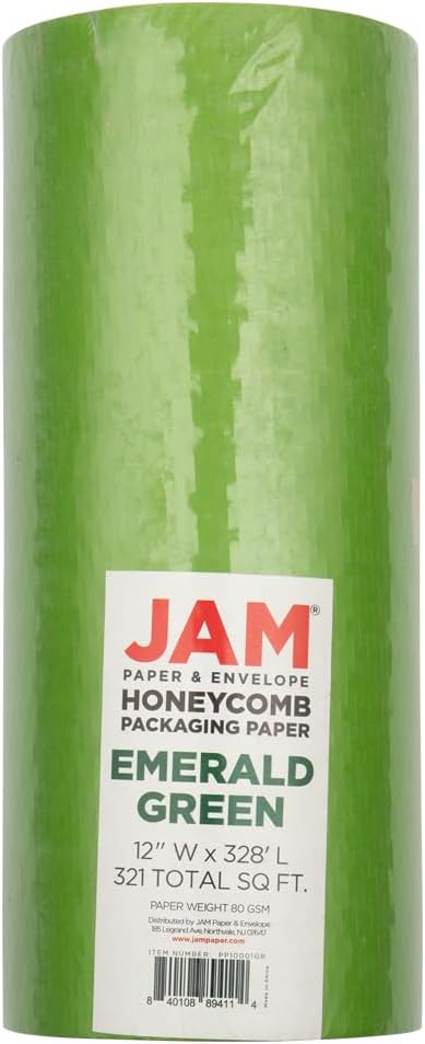Packing 12" 328' 328 80 JAM PAPER Honeycomb Paper Roll - x - Emerald Green - Sq Ft - GSM - Roll Sold Individually