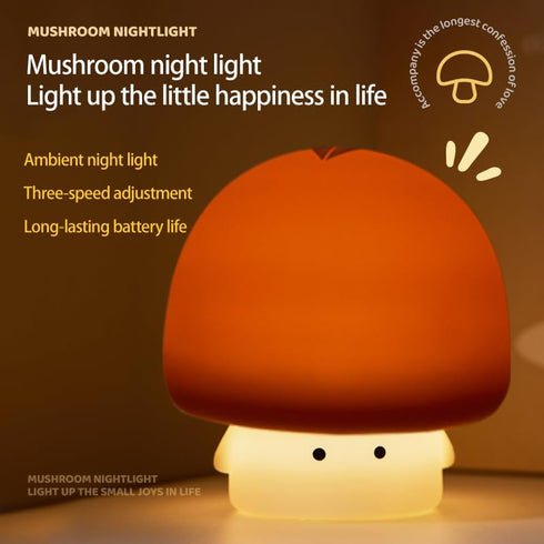 Dimmable YEEFIGRO Cute Baby Night Light for Kids,Rechargeable Silicone Nursery Toddler Mushroom Nightlight,Squishy
