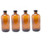 4pcs Boston Round Glass Bottles Lid Candles Jars Refillable for Mouthwash Water