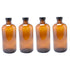 4pcs Boston Round Glass Bottles Lid Candles Jars Refillable for Mouthwash Water