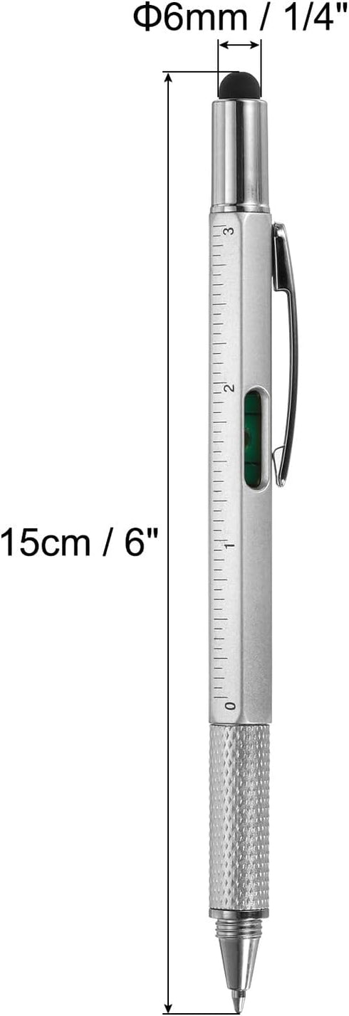MECCANIXITY 4pcs 6 in 1 Multitool Tech Tool Pen Gifts for Men with Ballpoint Pen, Ruler, Screwdriver, Stylus, Refills